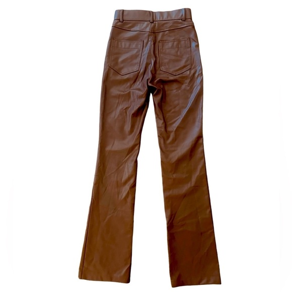 2/$30 Zara, High Rise Vegan Faux Leather Pants, Tan Brown, Size XS - Picture 7 of 12